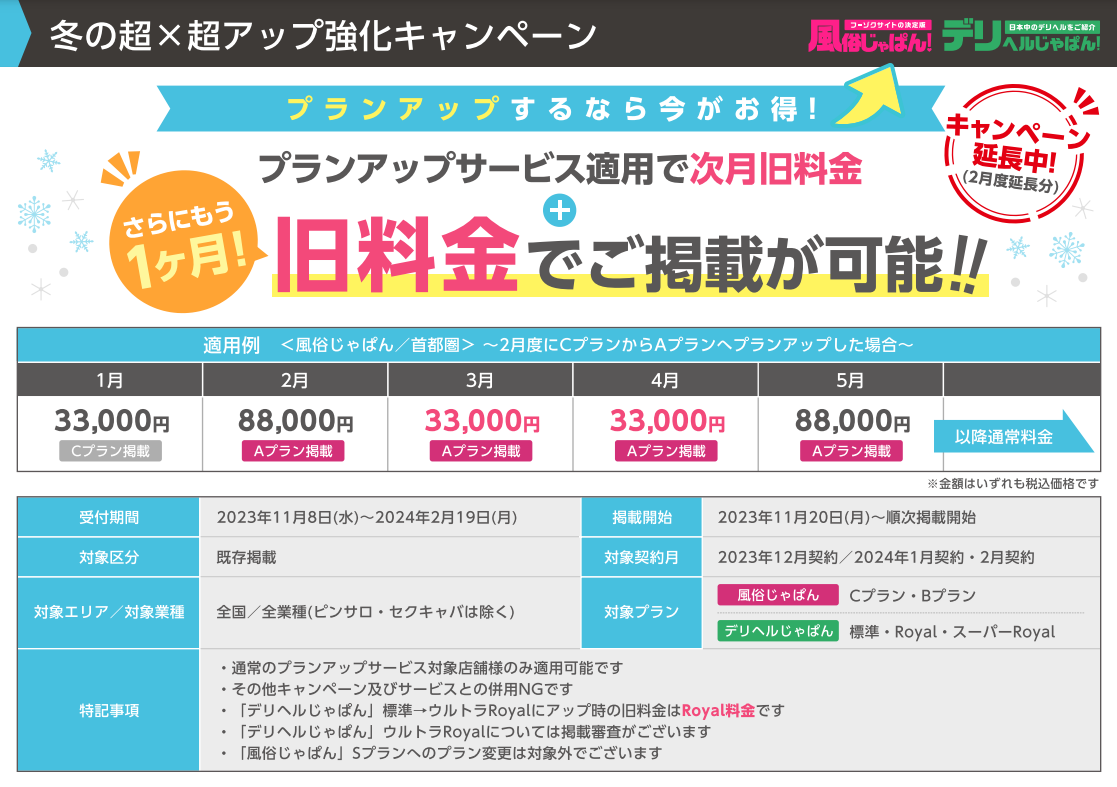 冬の超&times;超アップ強化キャンペーン